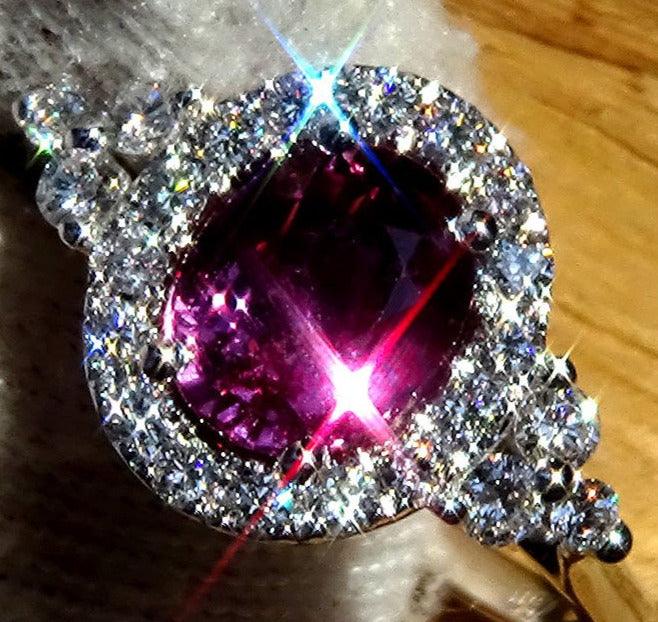 Vintage purple sapphire ring diamond 14k 2.12ct - Shilat 