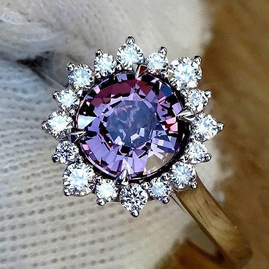 Purple sapphire engagement ring diamond 1.37ct - Shilat 