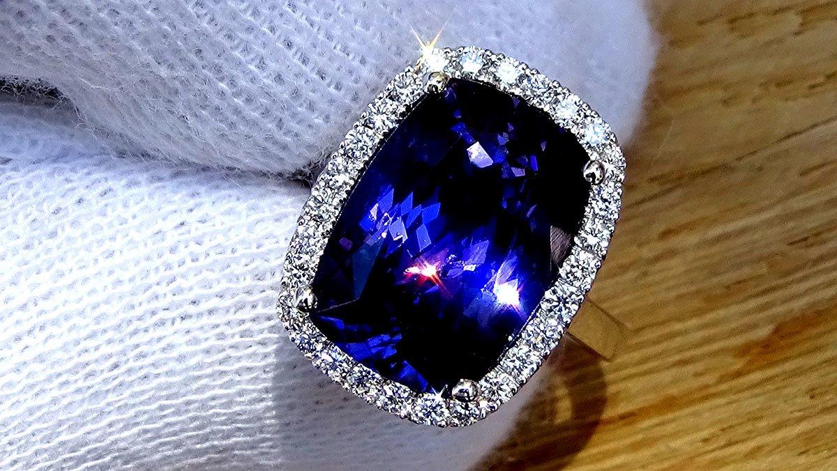Diamond and tanzanite engagement ring 14k gold 8.85ct - Shilat 
