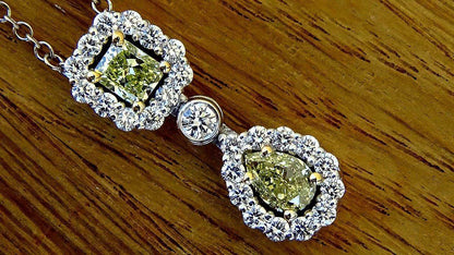 yellow diamond necklace pendant 14k 1.30ct - Shilat 