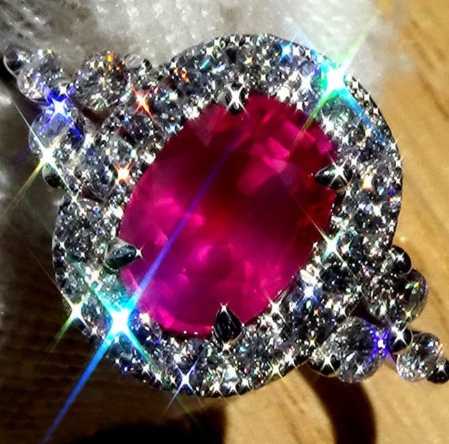 Ruby as engagement ring unheated diamond 2.57ct - Shilat 