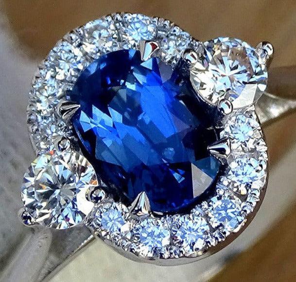 Sapphire and diamond ring womens 14K 1.42ct - Shilat 