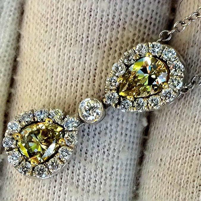 Yellow diamond necklace necklace 14k 1.55ct - Shilat 