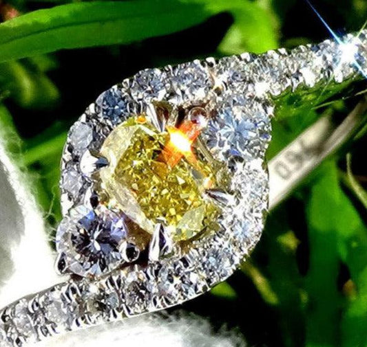 Yellow diamond ring for sale 0.65ct 14k gold - Shilat 