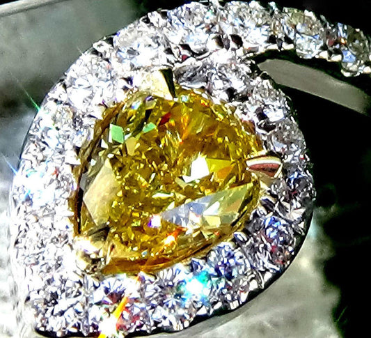 Yellow diamond ring engagement 14k 0.60ct - Shilat 