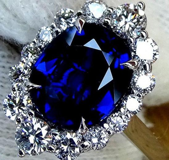 Blue sapphire and diamond ring engagement 3.01ct - Shilat 