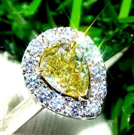 Fancy yellow diamond ring 14k engagement 0.75ct - Shilat 
