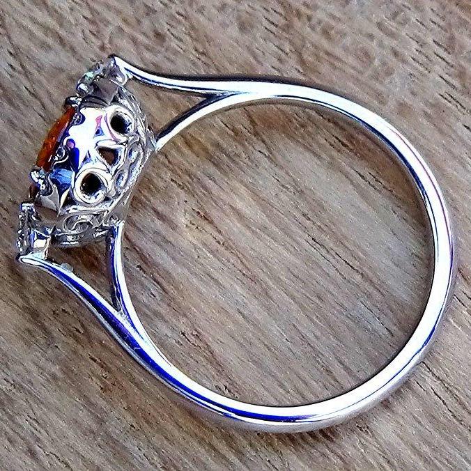 Engagement orange sapphire ring diamonds 1.52ct - Shilat 