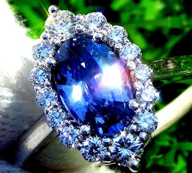 Sapphire blue diamond ring wedding 14k 1.72ct - Shilat 