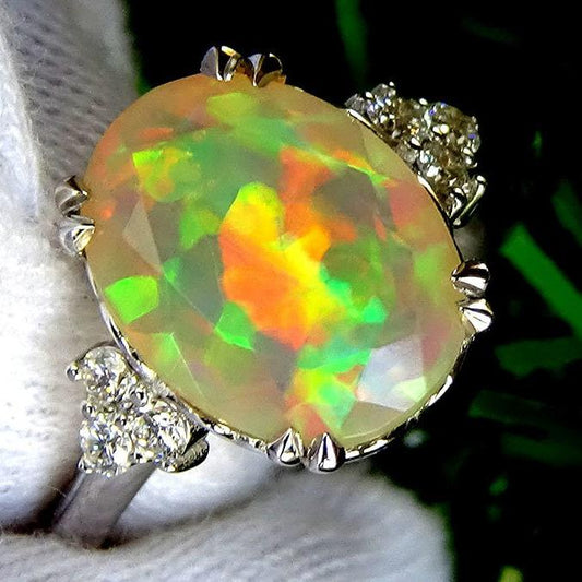 opal and diamond 14kt gold ring - Shilat