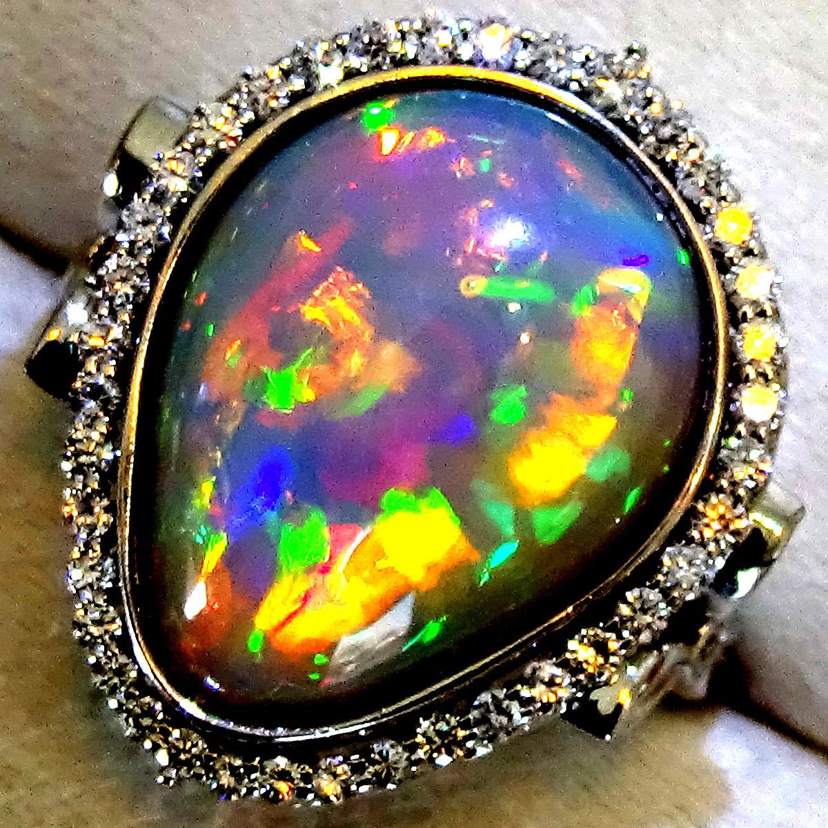 natural opal diamonds fine 14kt ring - Shiat