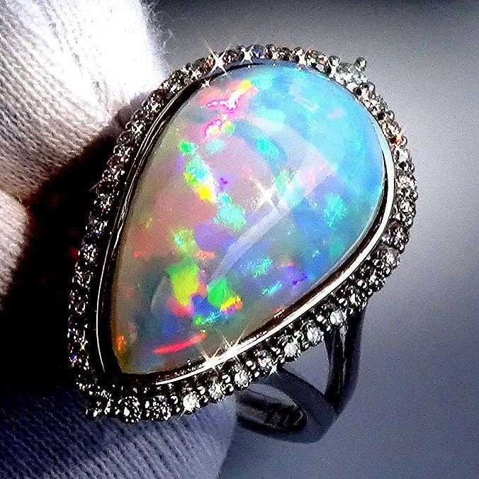 opal and diamond ring - Shilat