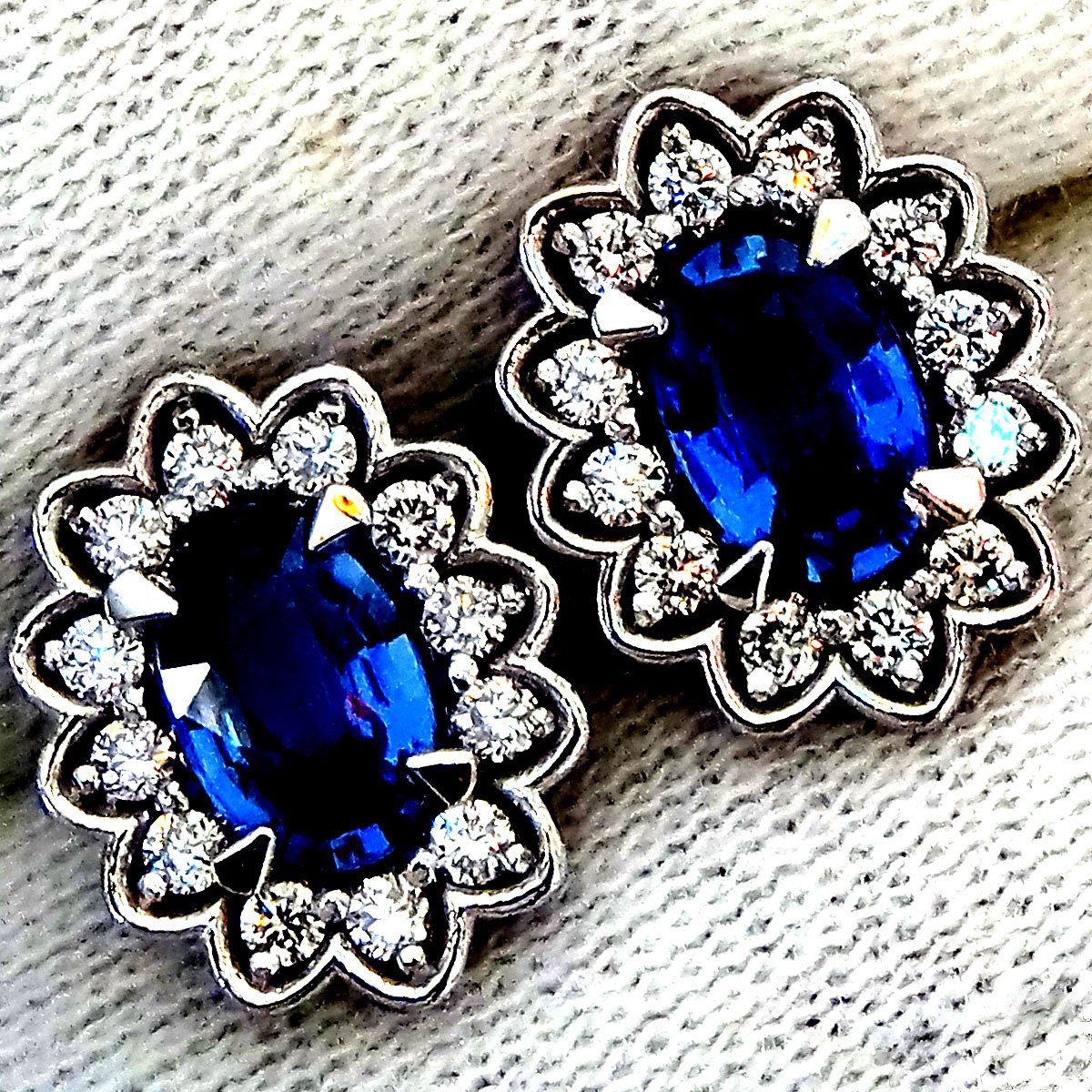 diamonds 14kt gold stud sapphire earrings - Shilat