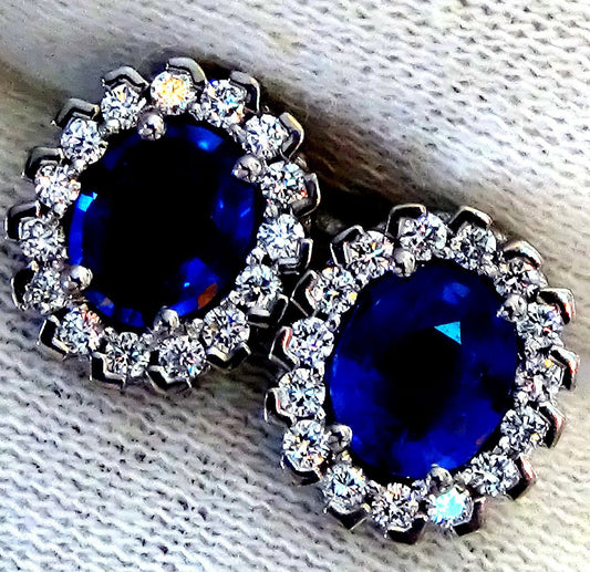 Blue sapphire and accent diamonds 14kt gold stud earrings - Shilat