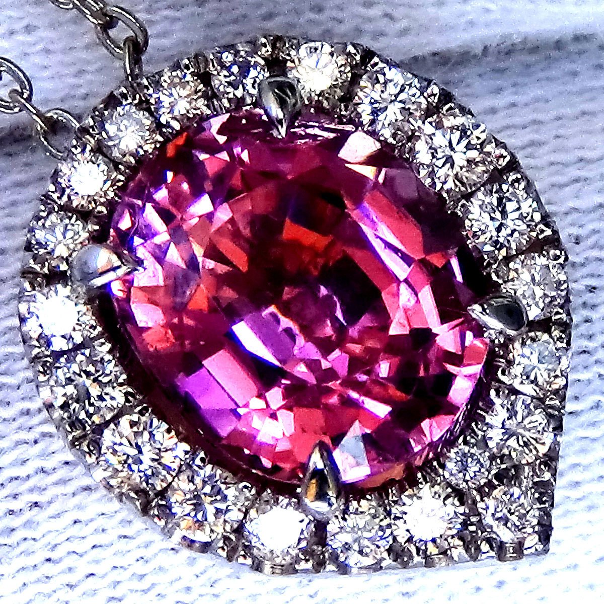 pink tourmaline and diamond 14kt gold pendant - Shilat