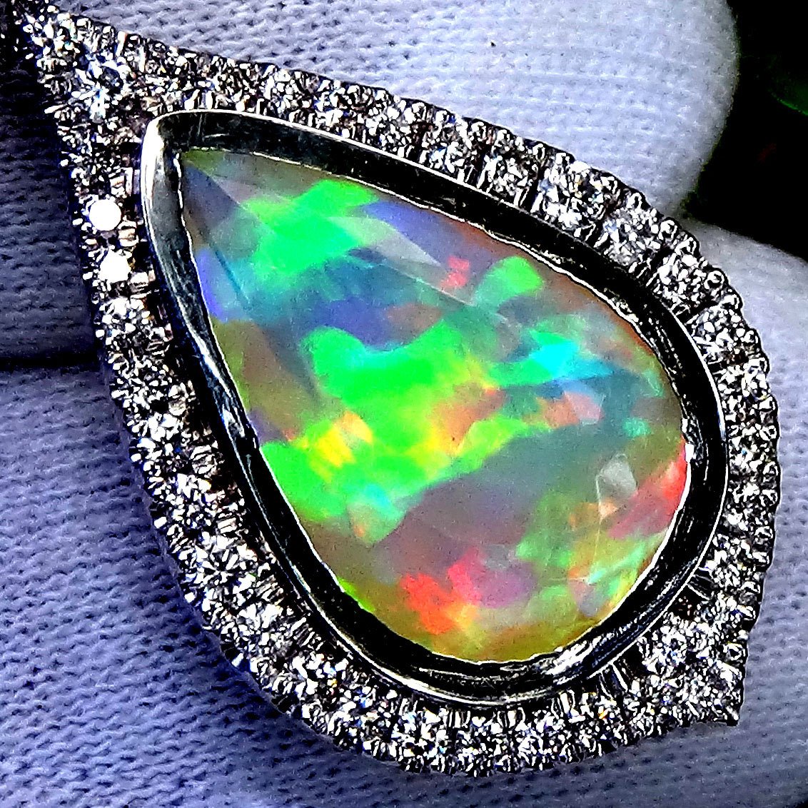 Opal Pendant Necklace And Diamond - Shilat 