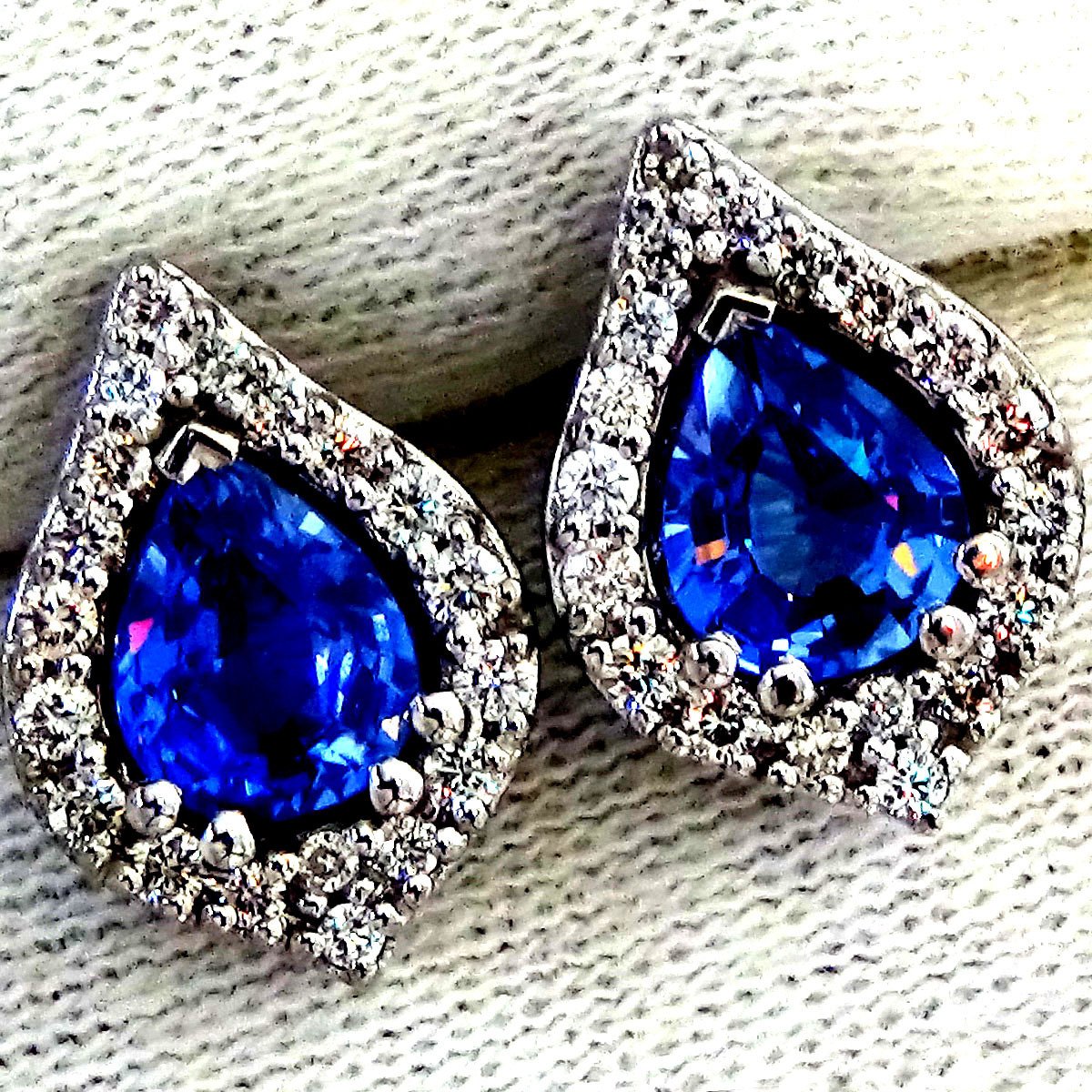 diamonds 14kt gold stud earrings sapphire - Shilat