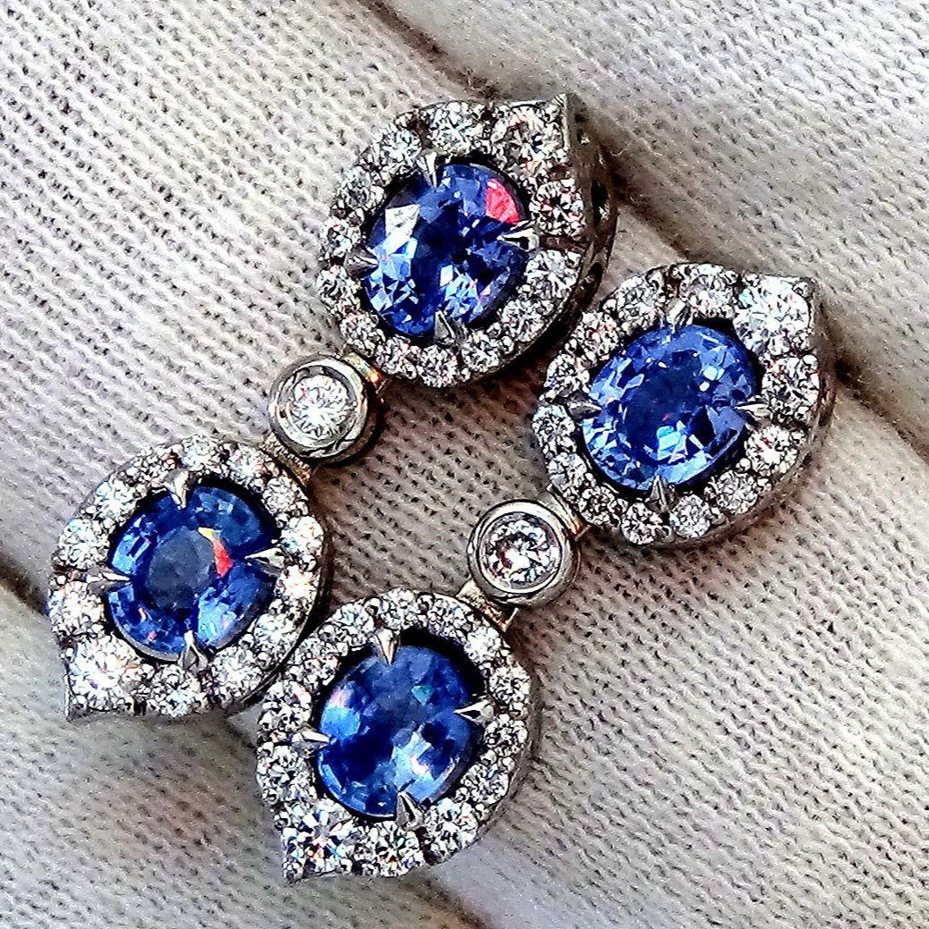 sapphire diamonds stud earrings - Shilat