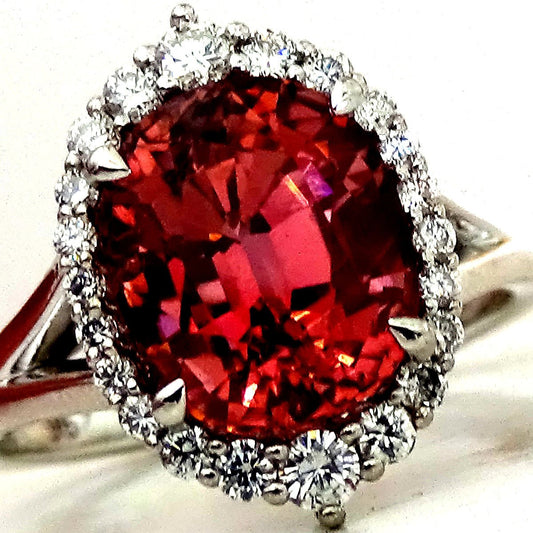 natural Pink Tourmaline diamonds 14kt gold ring - Shilat