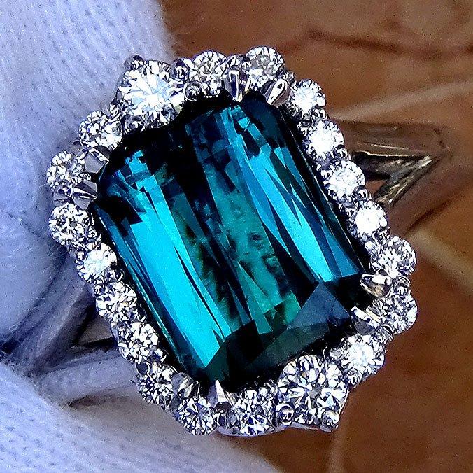 blue tourmaline diamonds ring - Shilat