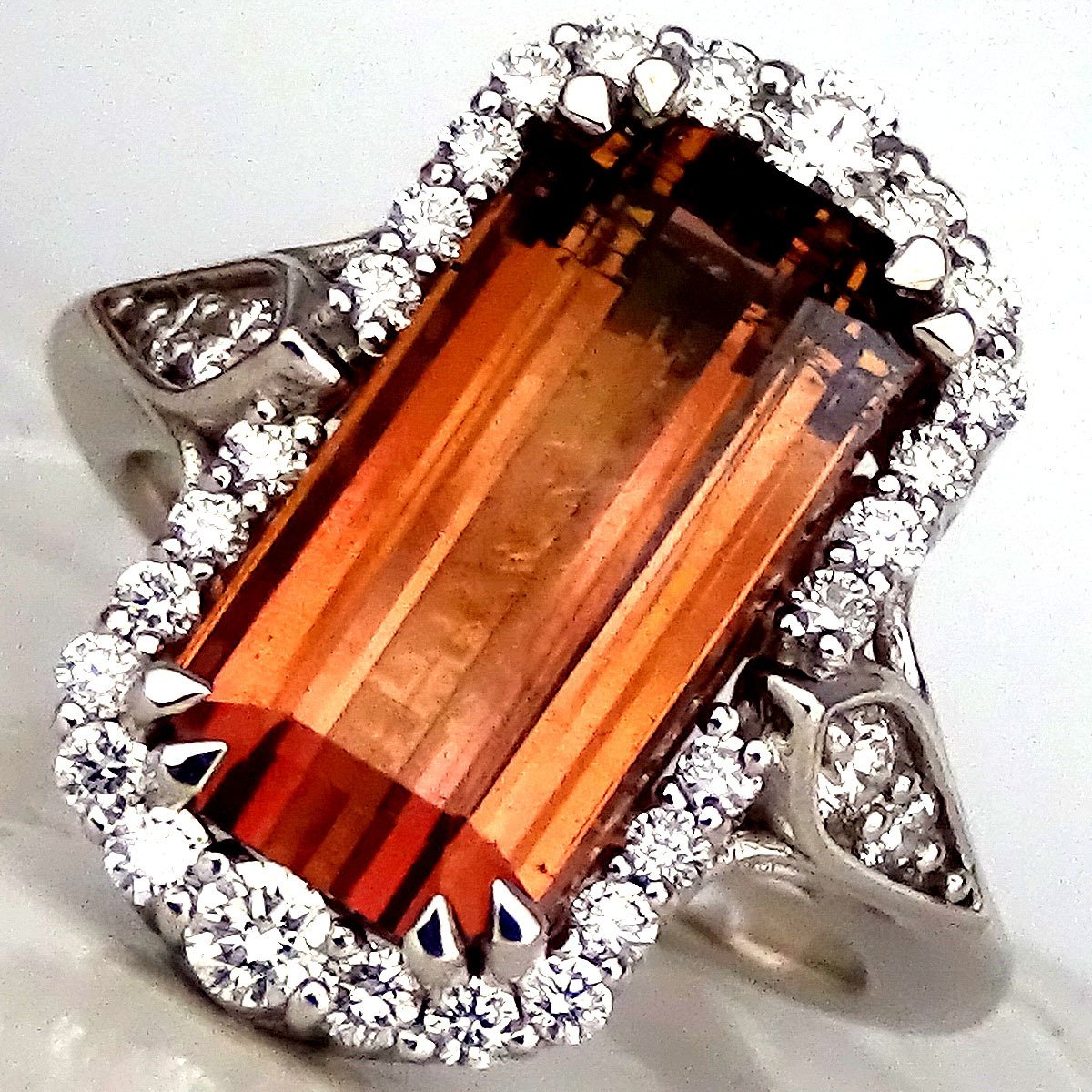 Pink Tourmaline diamonds fine 14kt gold ring - Shilat