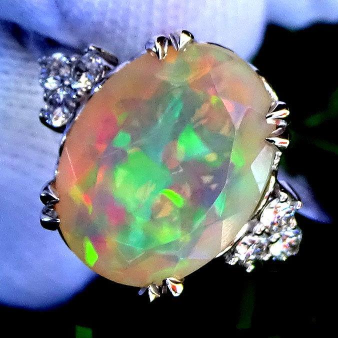 opal and diamond 14kt ring - Shilat