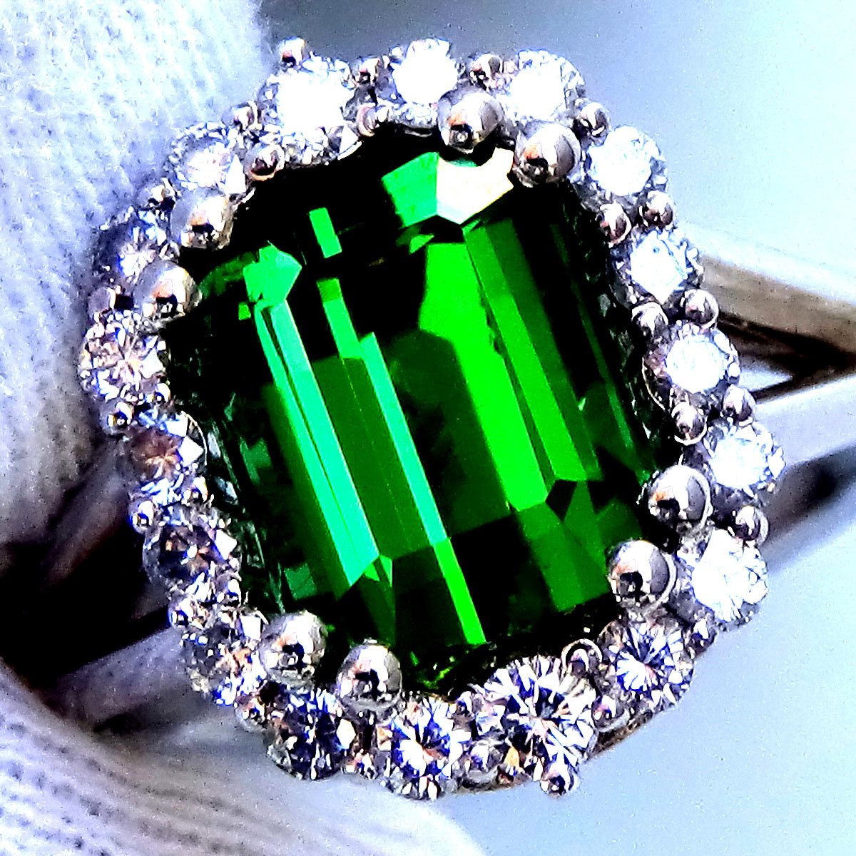 Green Tourmaline diamonds fine 14kt gold ring - Shilat