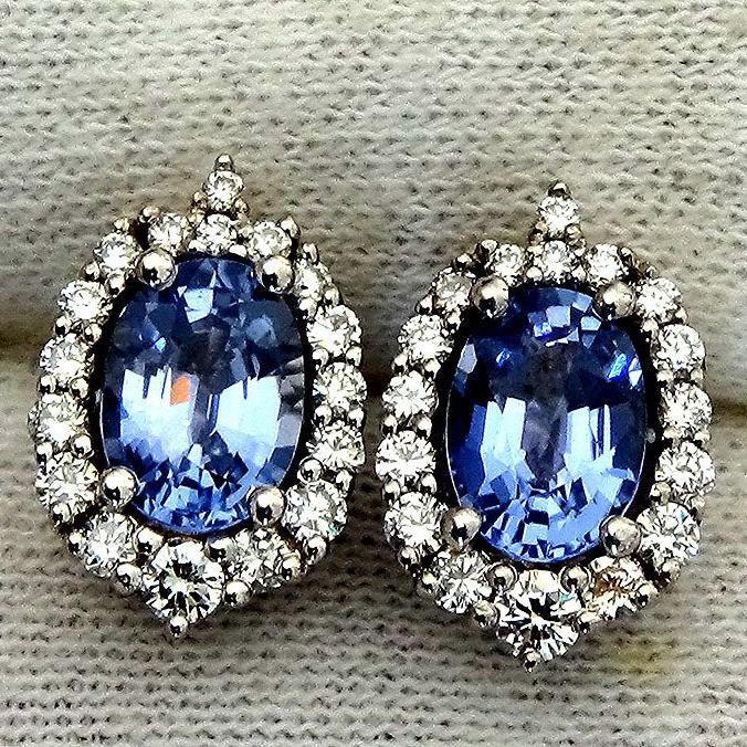 sapphire and accent diamonds earrings - Shilat