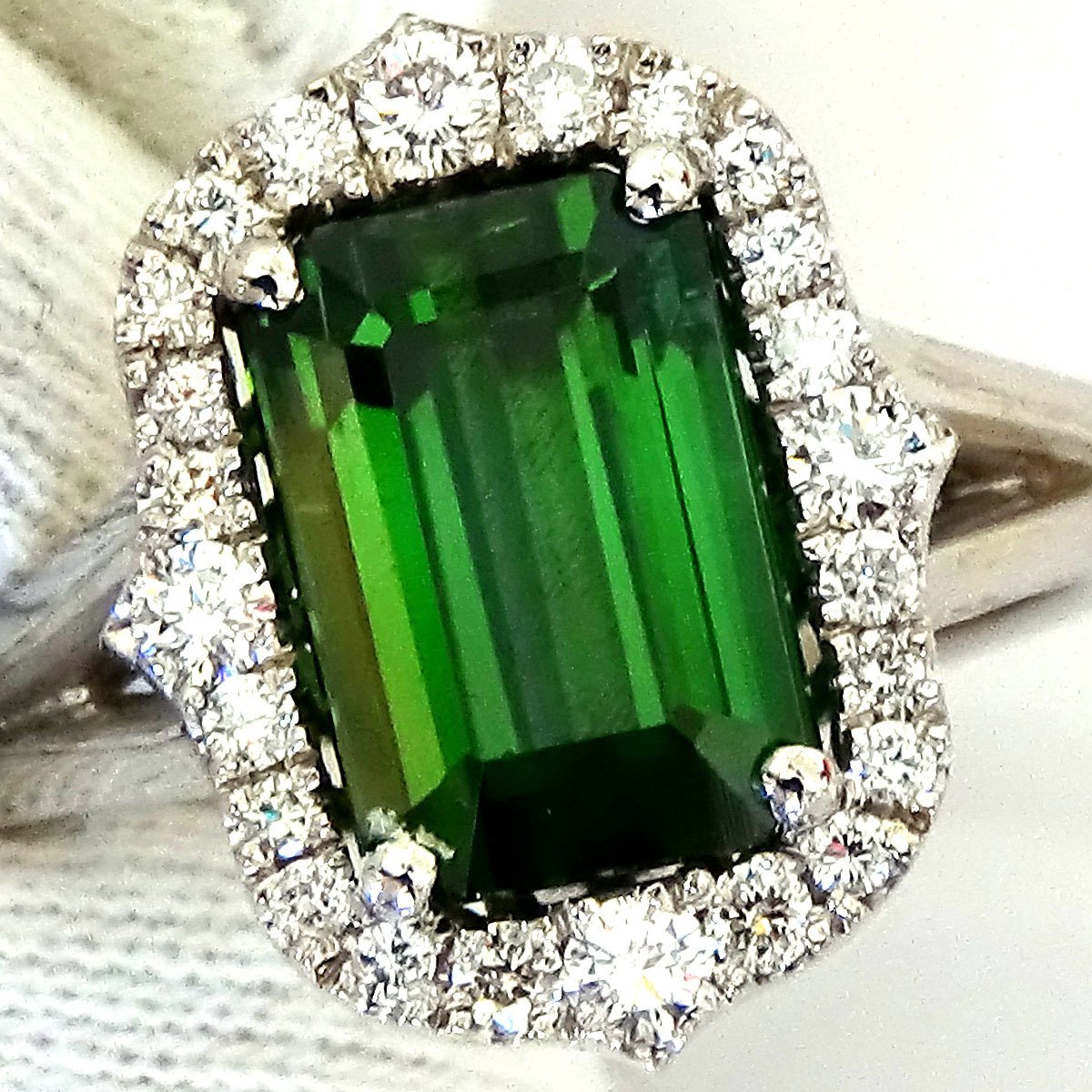 natural Green Tourmaline diamonds fine 14kt gold ring - Shilat