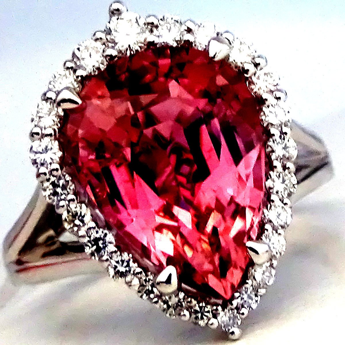 Pink Tourmaline diamonds fine 14kt gold ring - Shilat