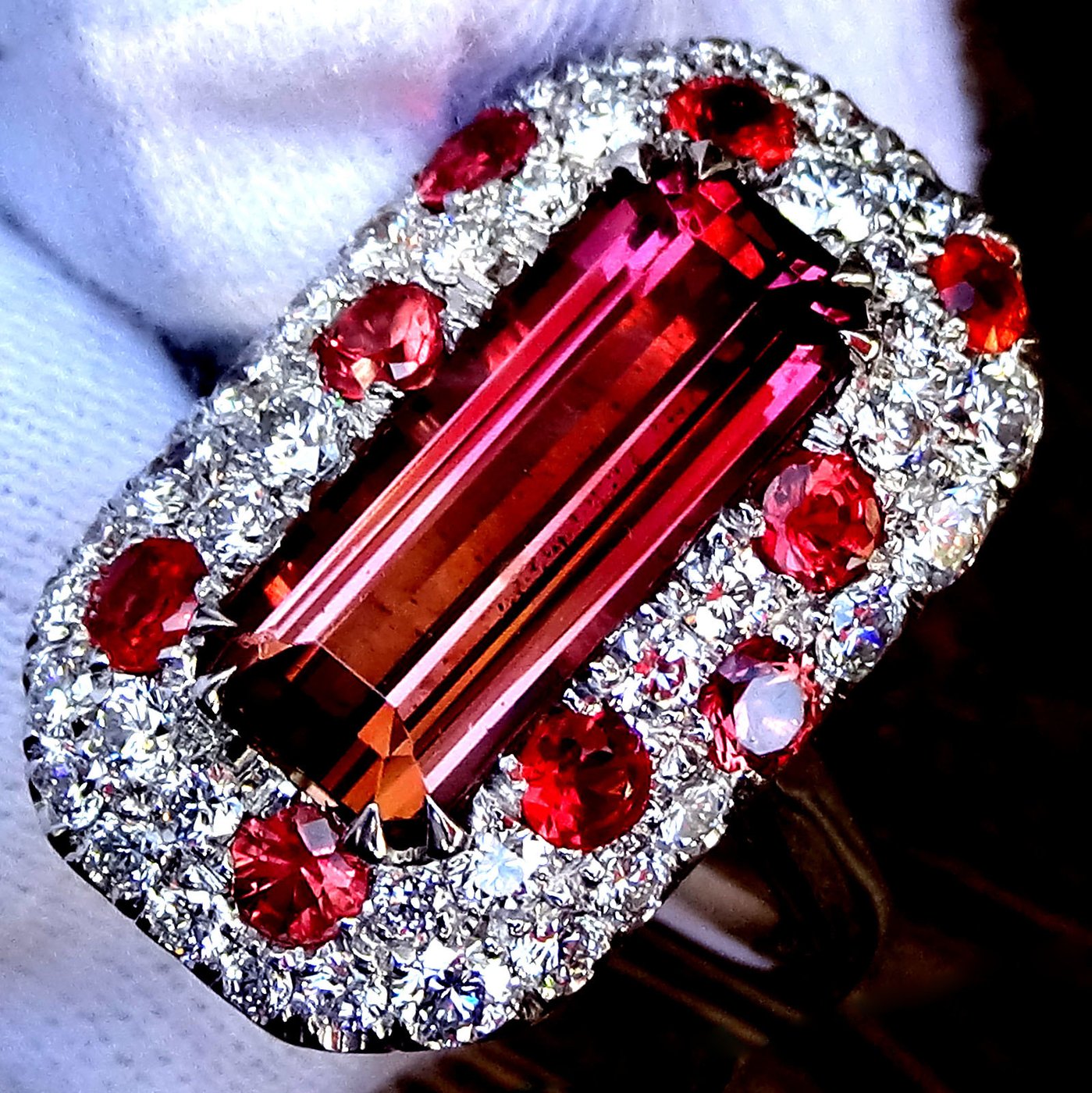 natural pink tourmaline diamonds ring - Shilat