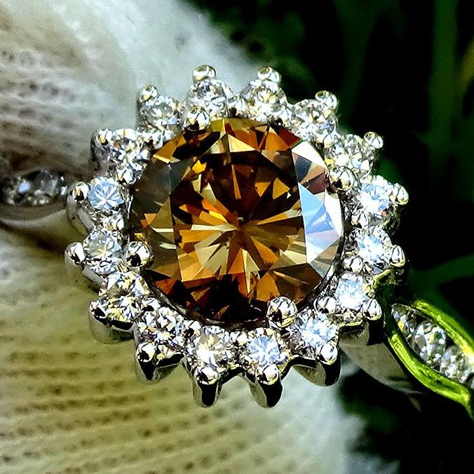 fancy brown diamond ring 18 kt - Shilat