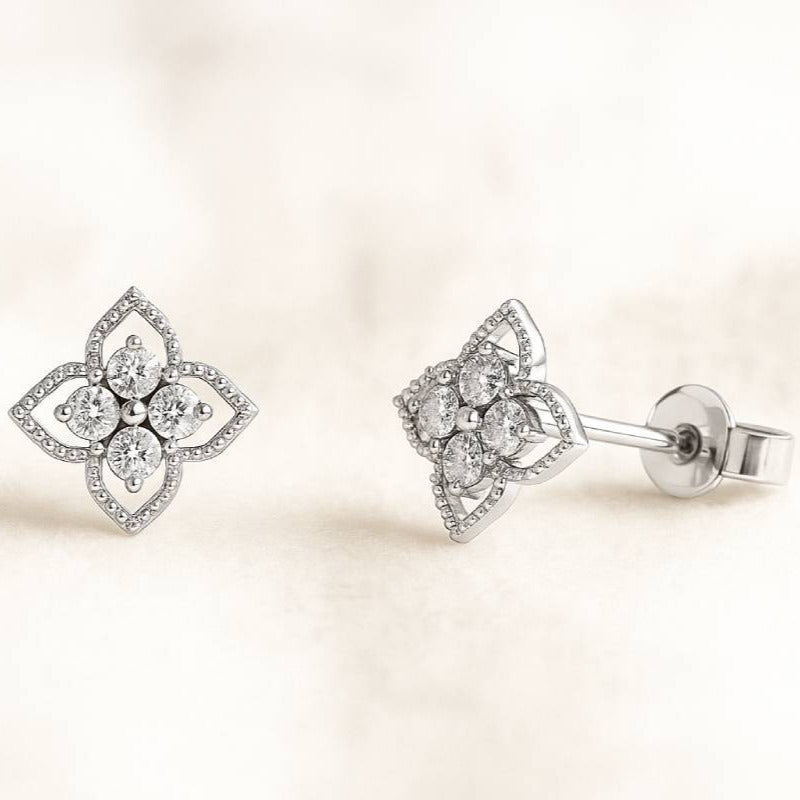 0.15 Carat natural diamonds earrings white gold