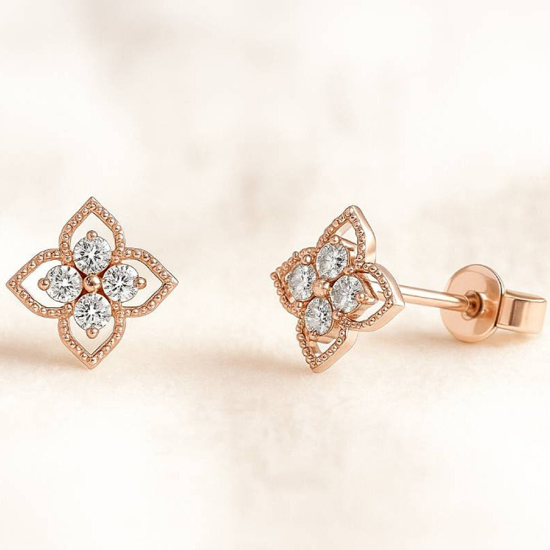 0.15 Carat natural diamonds earrings rose gold