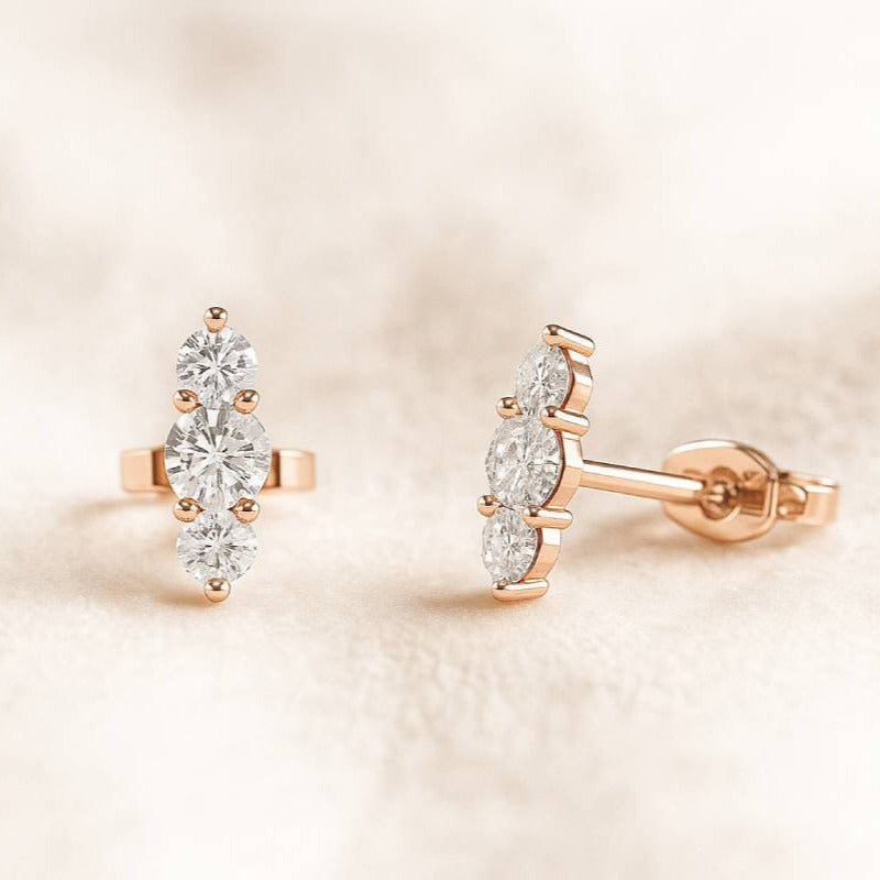 Natural 0.20 carat diamonds earrings rose gold
