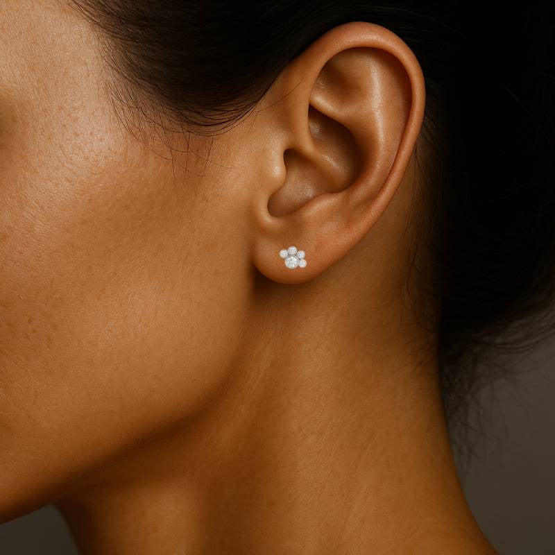 0.24 Carat natural diamonds earrings gold 14k