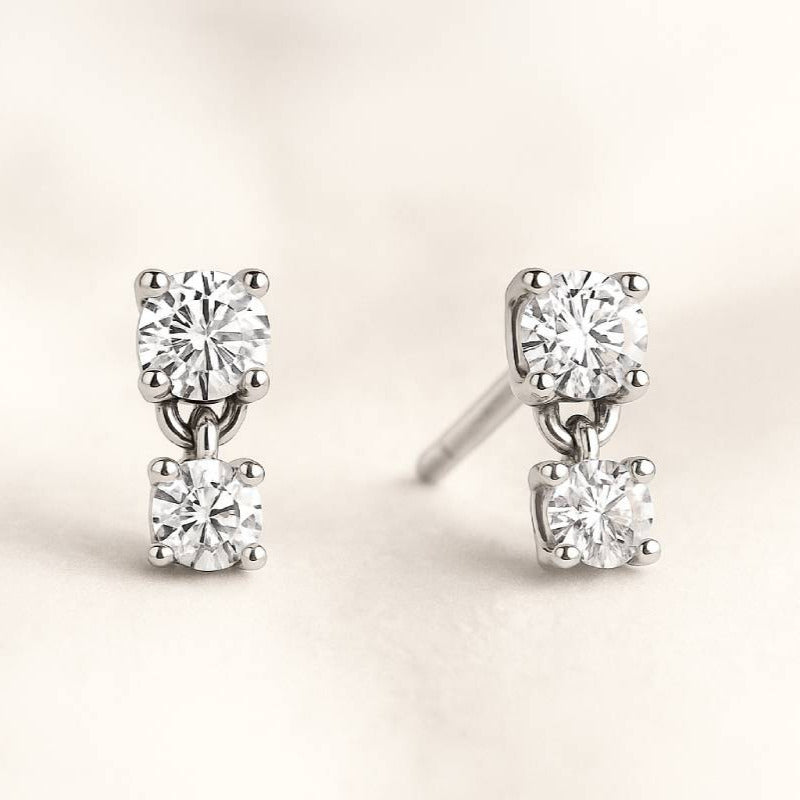  0.20 carat set with 4 natural diamonds earrings 14k white