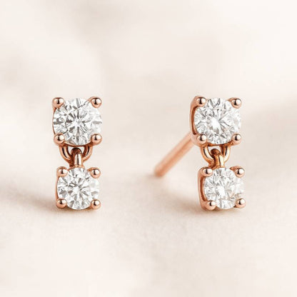  0.20 carat set with 4 natural diamonds earrings 14k rose