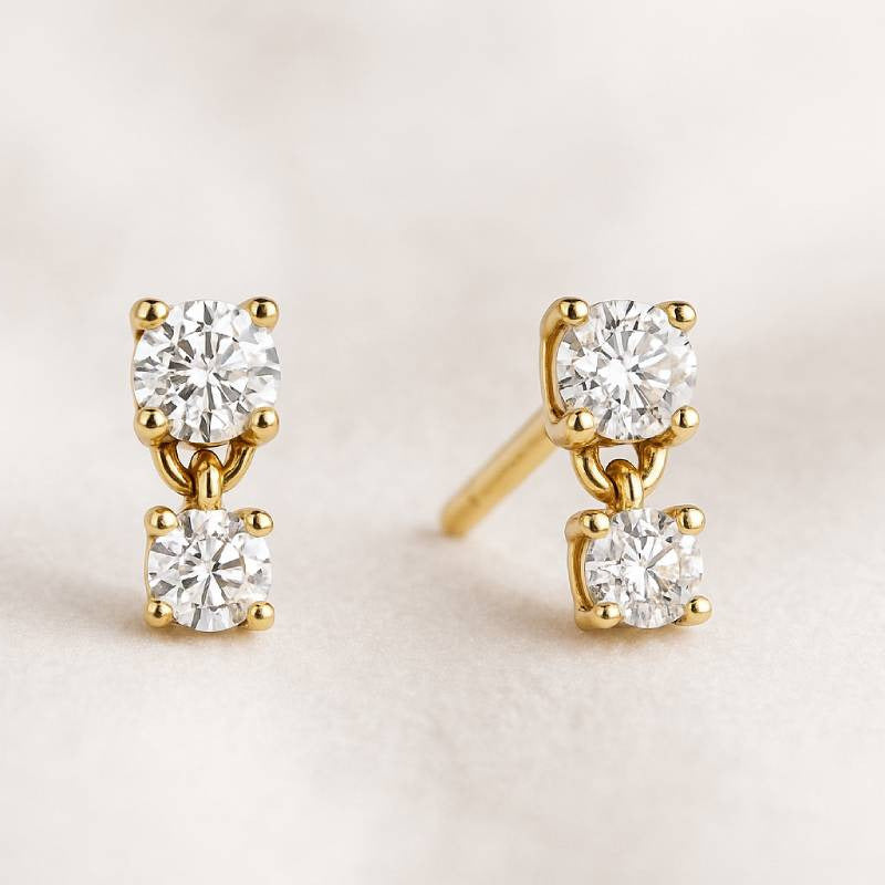  0.20 carat set with 4 natural diamonds earrings 14k yellow