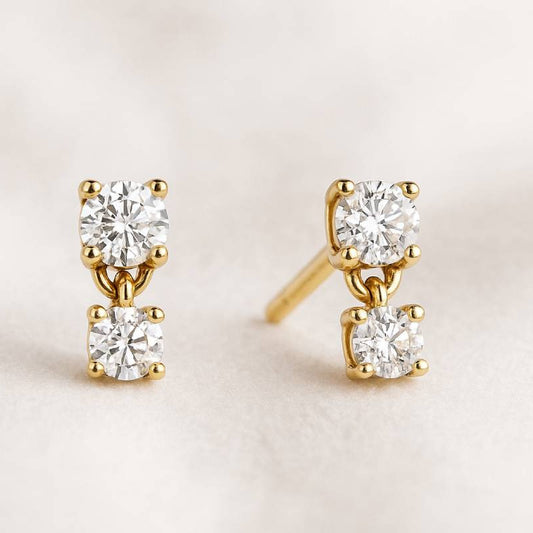  0.20 carat set with 4 natural diamonds earrings 14k yellow