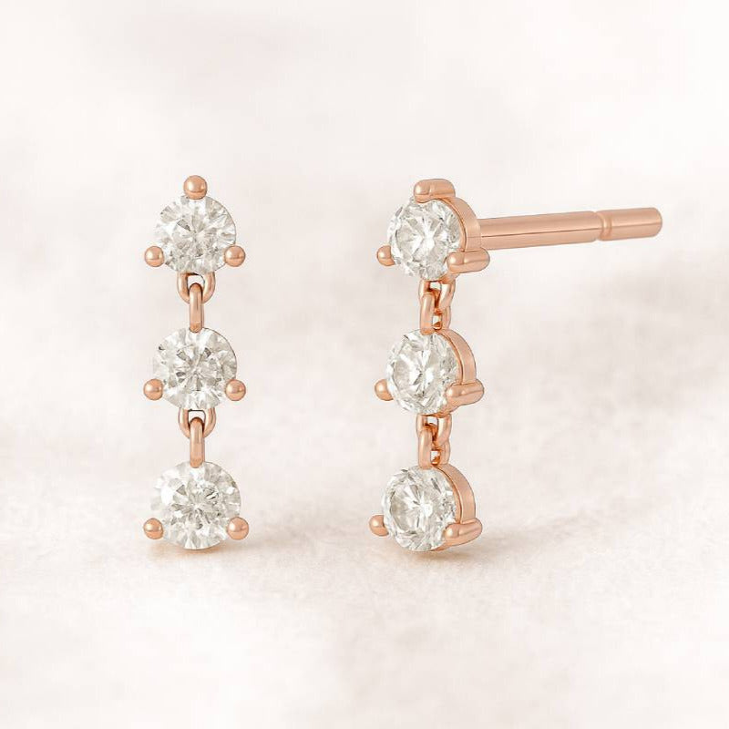 earrings natural diamonds 0.26 carats rose gold
