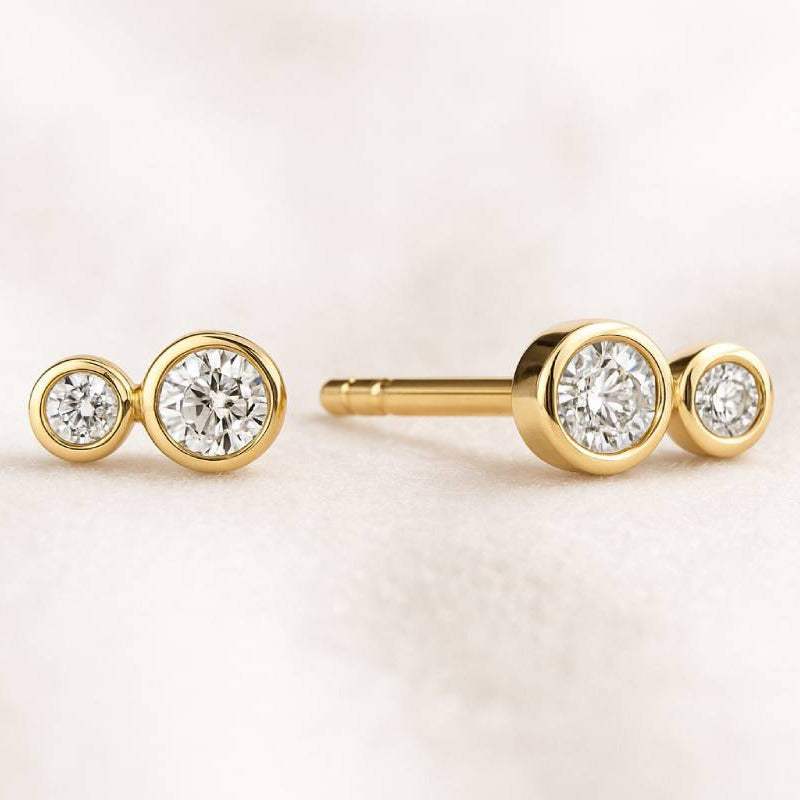 earrings 4 natural diamonds 0.15 carats yellow gold