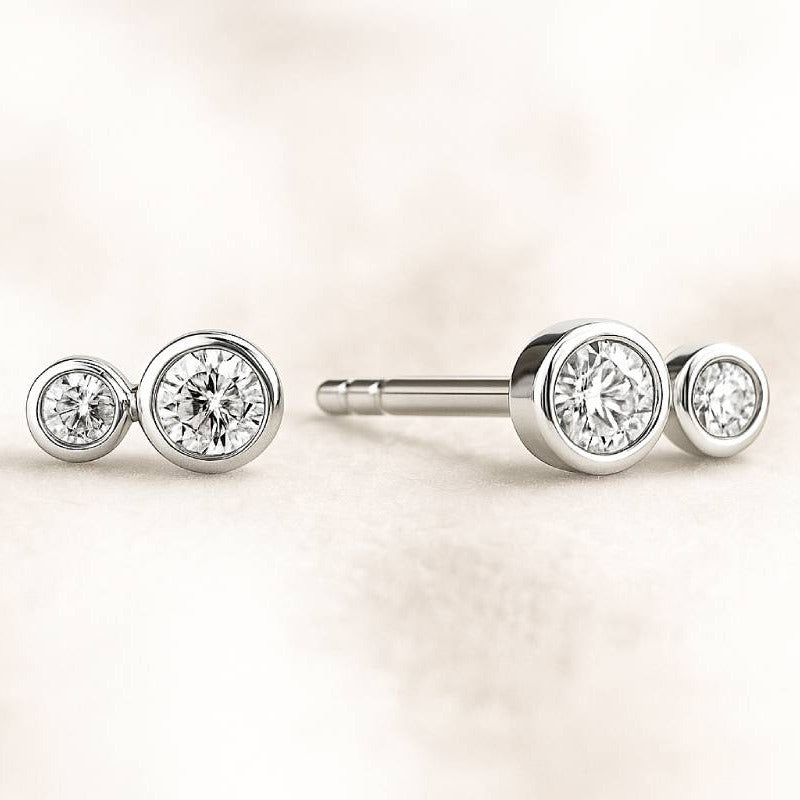 earrings 4 natural diamonds 0.15 carats 14k
