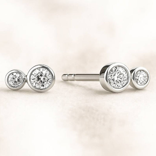 earrings 4 natural diamonds 0.15 carats 14k