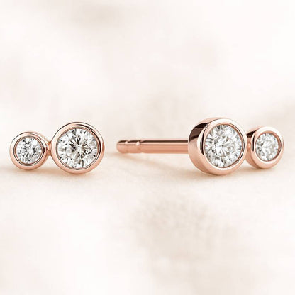 earrings 4 natural diamonds 0.15 carats rose gold