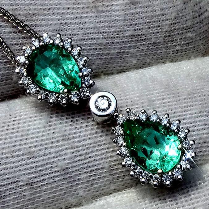  emerald diamond Pendant - Shilat