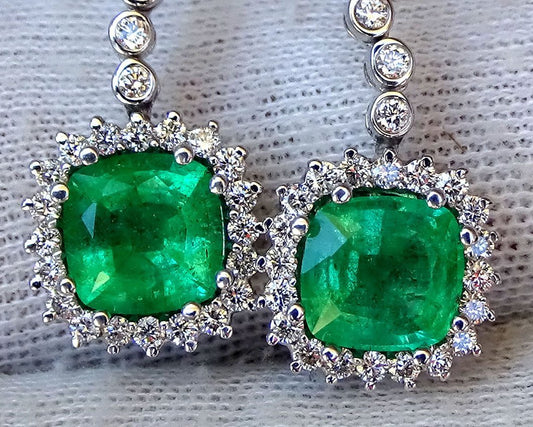 green emerald and diamond dangle earrings - Shilat