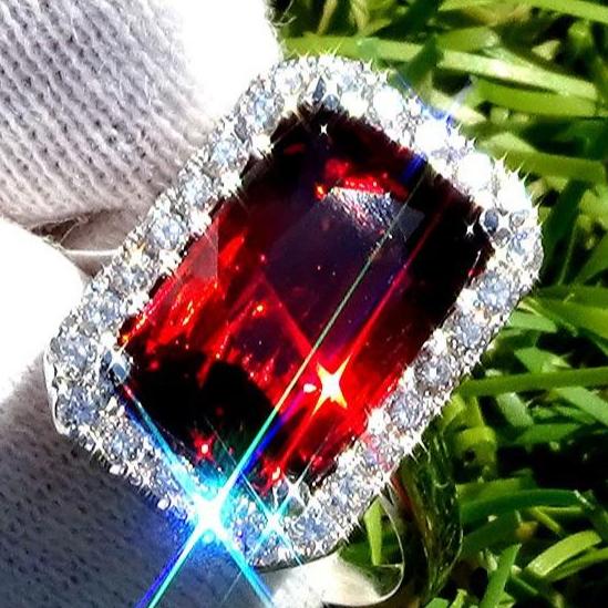 garnet diamond engagement ring - Shilat