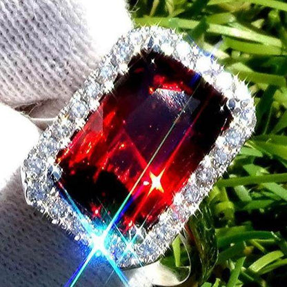 Garnet diamond engagement ring - Shilat 