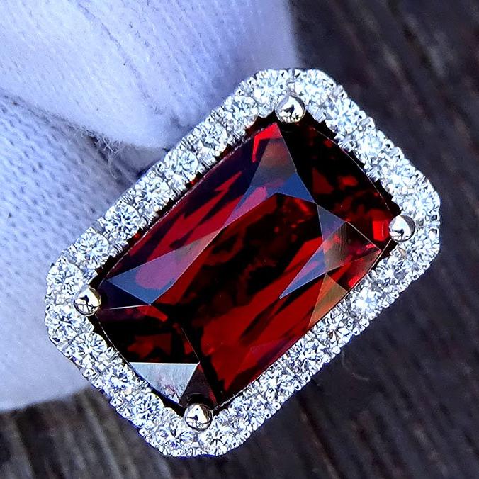 garnet diamond engagement ring 18k gold - Shilat